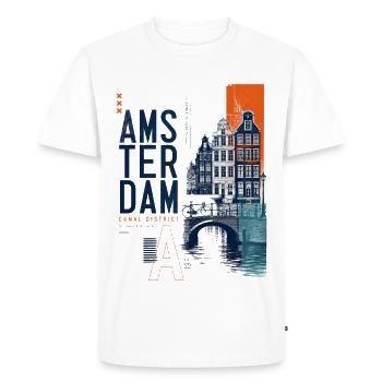 Amsterdam Canal Mosaic - Men's Premium Organic T-Shirt - white - Front - Nico (187cm)