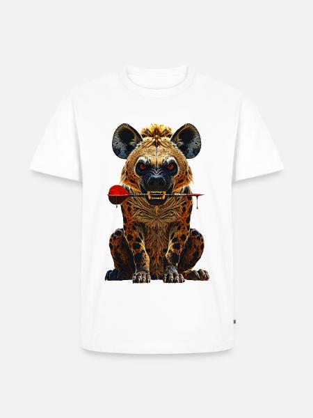 Hyaene mit Dartpfeil Darts - Männer Premium Bio T-Shirt - Weiß