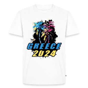 Greece 2024 Holiday Palm Trees Multicolored - Men's Premium Organic T-Shirt - white - Front - Nico (187cm)