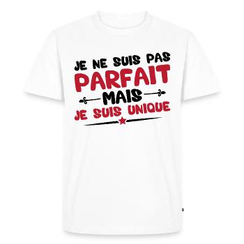 Je ne suis pas parfait mais je suis unique - T-shirt Premium bio Homme - blanc - Devant - Nico (187cm)