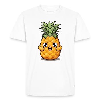 Cute Funny Pineapple Summer Kawaii Gift - Men's Premium Organic T-Shirt - white - Front - Nico (187cm)