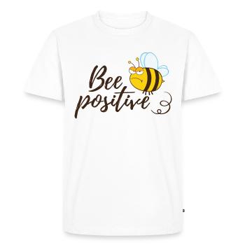 Funny Bee Saying Bee Positive - Men's Premium Organic T-Shirt - white - Front - Nico (187cm)