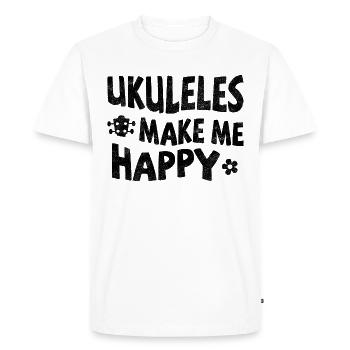 Ukuleles make me happy - Men's Premium Organic T-Shirt - white - Front - Nico (187cm)