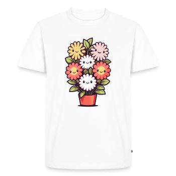 Fleurs riantes dans un pot de fleurs - T-shirt Premium bio Homme - blanc - Devant - Nico (187cm)