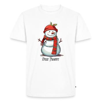 Bonhomme de neige drôle Stay Frosty - T-shirt Premium bio Homme - blanc - Devant - Nico (187cm)