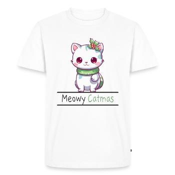 Meowy Catmas Drôles De Chats Noël - T-shirt Premium bio Homme - blanc - Devant - Nico (187cm)
