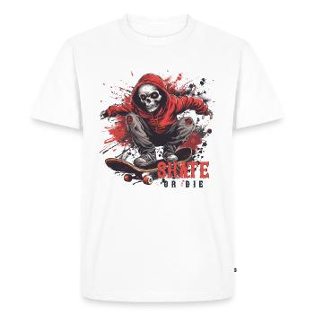 Squelette Crâne Skater Skateboarder Skateboard - T-shirt Premium bio Homme - blanc - Devant - Nico (187cm)