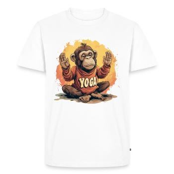 Yoga Monkey Relaxation Chilling Meditation Namaste - Men's Premium Organic T-Shirt - white - Front - Nico (187cm)