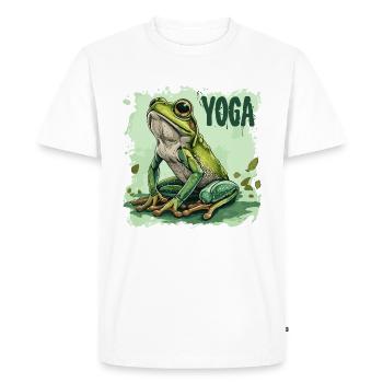Yoga, Grenouille, Relaxation, Détente, Méditation - T-shirt Premium bio Homme - blanc - Devant - Nico (187cm)