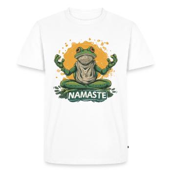 Yoga, Grenouille, Relaxation, Détente, Méditation - T-shirt Premium bio Homme - blanc - Devant - Nico (187cm)