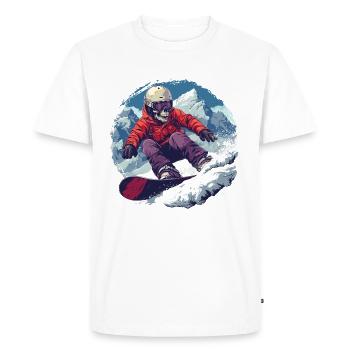 Skull Snowboarder Snowboard Après-Ski - T-shirt Premium bio Homme - blanc - Devant - Nico (187cm)
