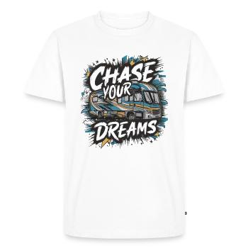 RV Caravan Saying Chase Your Dreams Holiday - Men's Premium Organic T-Shirt - white - Front - Nico (187cm)