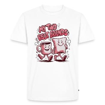 Coffee Mug and Pillow My Two Best Friends - Men's Premium Organic T-Shirt - white - Front - Nico (187cm)