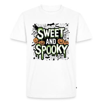 Doux et effrayant Doux dicton d’Halloween - T-shirt Premium bio Homme - blanc - Devant - Nico (187cm)