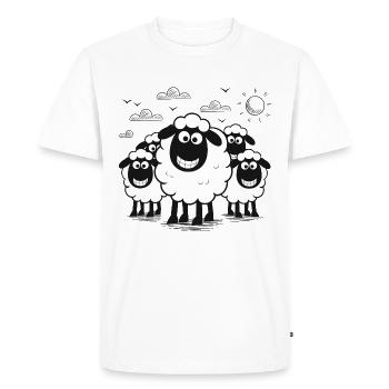Funny Sheep Flock Animals - Men's Premium Organic T-Shirt - white - Front - Nico (187cm)