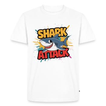 Funny Shark Shark Attack Sea Lover - Men's Premium Organic T-Shirt - white - Front - Nico (187cm)
