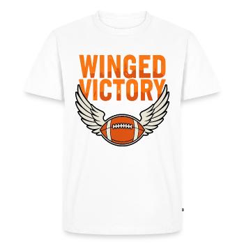 Winged Victory – Football with wings - Men's Premium Organic T-Shirt - white - Front - Nico (187cm)