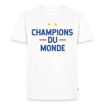 Les Champions du monde Foot - T-shirt Premium bio Homme - blanc - Devant - Nico (187cm)