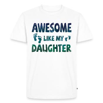Génial comme ma fille avec des empreintes de pas - T-shirt Premium bio Homme - blanc - Devant - Nico (187cm)