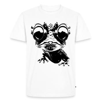 Gecko, Robot, Cyborg, Glasses, Lizard, Animal, Humor - Men's Premium Organic T-Shirt - white - Front - Nico (187cm)