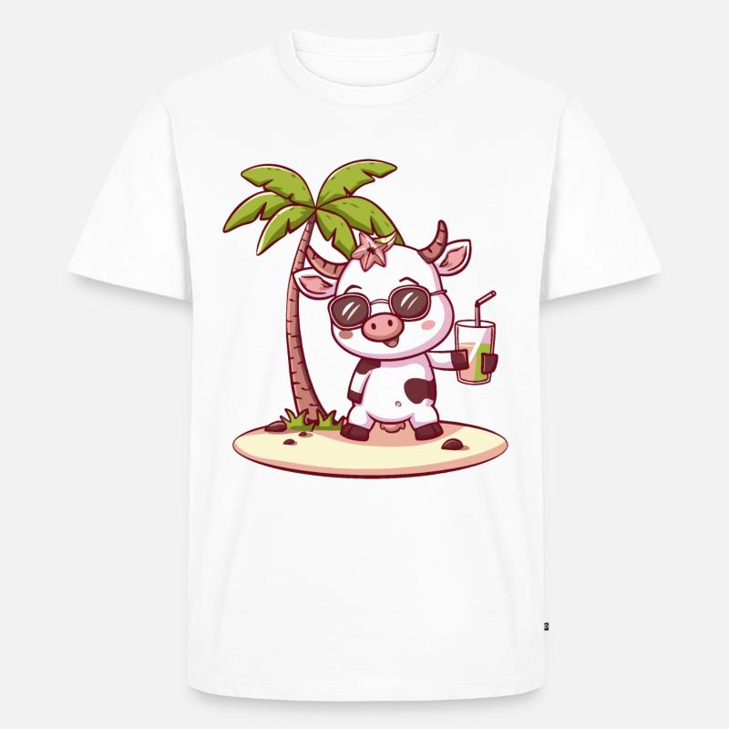 Kuh Sommer Strand Comic - Männer Premium Bio T-Shirt - Weiß