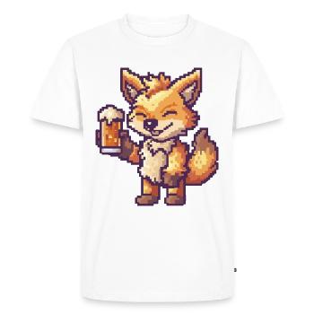 Wolf Beer Pixel - Men's Premium Organic T-Shirt - white - Front - Nico (187cm)