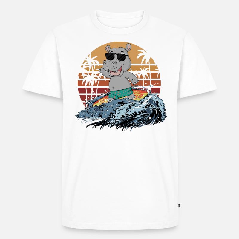 Nilpferd - Männer Premium Bio T-Shirt - Weiß
