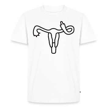 L'utérus féministe vous baise au doigt du milieu - T-shirt Premium bio Homme - blanc - Devant - Nico (187cm)
