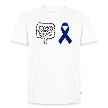 Cancer du côlon côlon Cancer Cancer Bleu - T-shirt Premium bio Homme - blanc - Devant - Nico (187cm)
