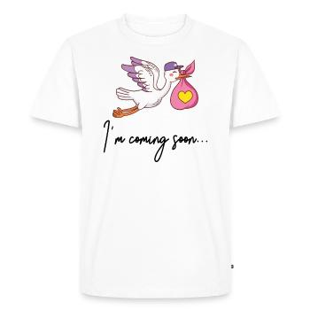 I’m Coming Soon Grossesse Bébé Naissance - T-shirt Premium bio Homme - blanc - Devant - Nico (187cm)