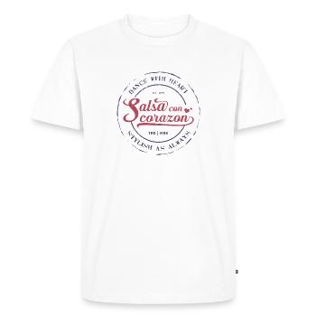 Salsa con corazon - Men's Premium Organic T-Shirt - white - Front - Nico (187cm)