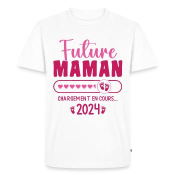 Future Maman 2024 En Cours Femme Enceinte Maman - T-shirt Premium bio Homme - blanc - Devant - Nico (187cm)