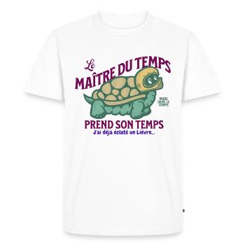 Le Maître du temps, prend son temps - T-shirt Premium bio Homme - blanc - Devant - Nico (187cm)