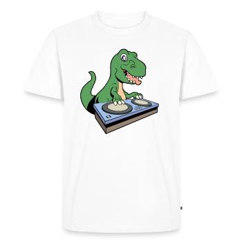 Cartoon TREX DJ à la platine - T-shirt Premium bio Homme - blanc - Devant - Nico (187cm)