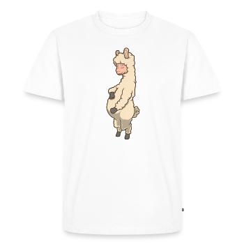 Lama avec ventre de bébé - Enceinte - T-shirt Premium bio Homme - blanc - Devant - Nico (187cm)