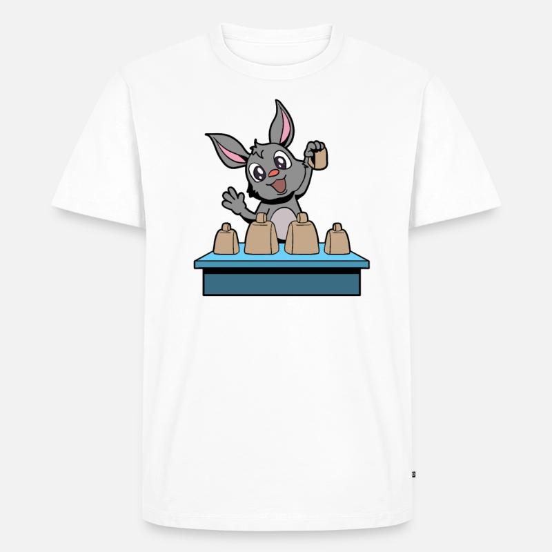 Comic Rabbit joue cowbells - T-shirt Premium bio Homme - blanc