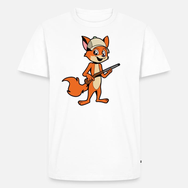 Fuchs mit Gewehr - Jäger - Männer Premium Bio T-Shirt - Weiß