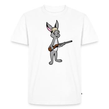 Rabbit with Rifle - Hunter - Men's Premium Organic T-Shirt - white - Front - Nico (187cm)