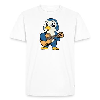 Comic Penguin plays guitar - Men's Premium Organic T-Shirt - white - Front - Nico (187cm)