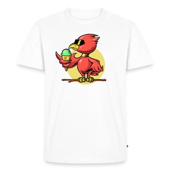 Un oiseau cool mange un cornet de crème glacée - T-shirt Premium bio Homme - blanc - Devant - Nico (187cm)