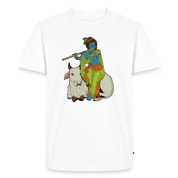 Hindu God - the blue flute player Krishna - Men's Premium Organic T-Shirt - white - Front - Nico (187cm)