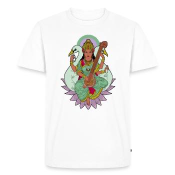Dieu hindou - Saraswati - T-shirt Premium bio Homme - blanc - Devant - Nico (187cm)