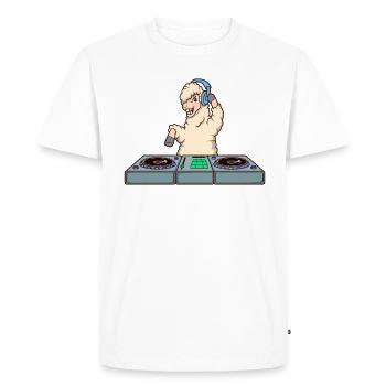 Cartoon Lama DJ à la platine - T-shirt Premium bio Homme - blanc - Devant - Nico (187cm)