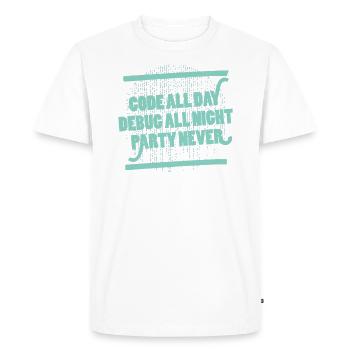 Code Programmeur Toute la Journée Hacker Code Informatique - T-shirt Premium bio Homme - blanc - Devant - Nico (187cm)