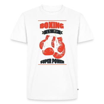 Boxing is my super power uppercut gloves - Men's Premium Organic T-Shirt - white - Front - Nico (187cm)