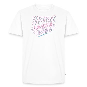 Hand wash measures clean soap health body - Men's Premium Organic T-Shirt - white - Front - Nico (187cm)