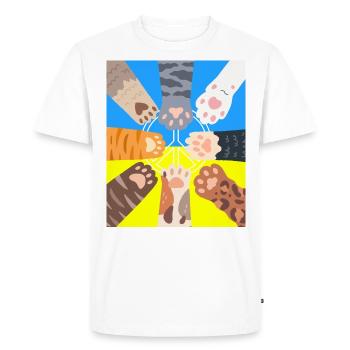 Signe de paix Cat Paws Drapeau ukrainien - T-shirt Premium bio Homme - blanc - Devant - Nico (187cm)