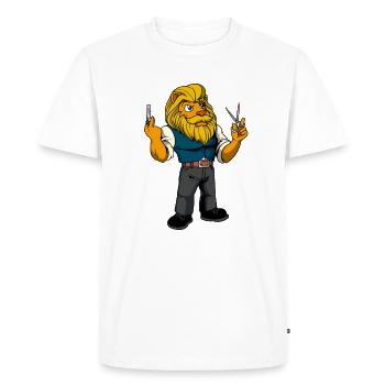 Cartoon Lion est le barbier - T-shirt Premium bio Homme - blanc - Devant - Nico (187cm)