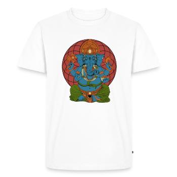 Hindu God - Ganesha - Men's Premium Organic T-Shirt - white - Front - Nico (187cm)