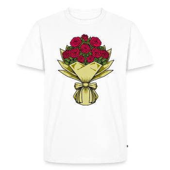 Roses Rouges - Bouquet - T-shirt Premium bio Homme - blanc - Devant - Nico (187cm)